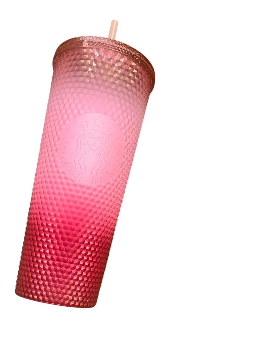 Starbucks Gradient Pink 24oz Venti Drink Cup Diamond Studded Tumbler Ombre blush